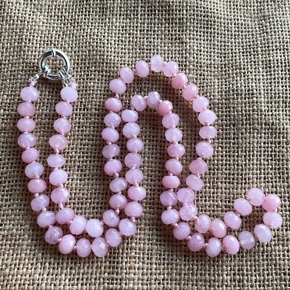 Rose Quartz Rondelle Stone knotted Handmade New Amazing Quality New - Picture 3 of 13